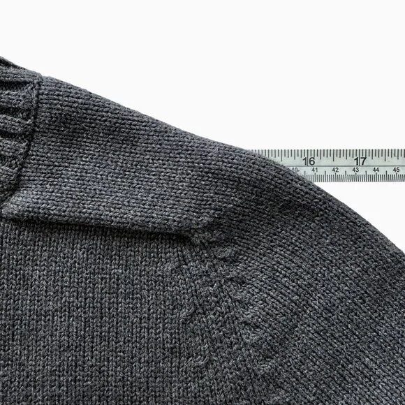 Vintage Lands End Mens Small Drifter Sweater Cotton Pullover 90s Charcoal Gray - Picture 11 of 14